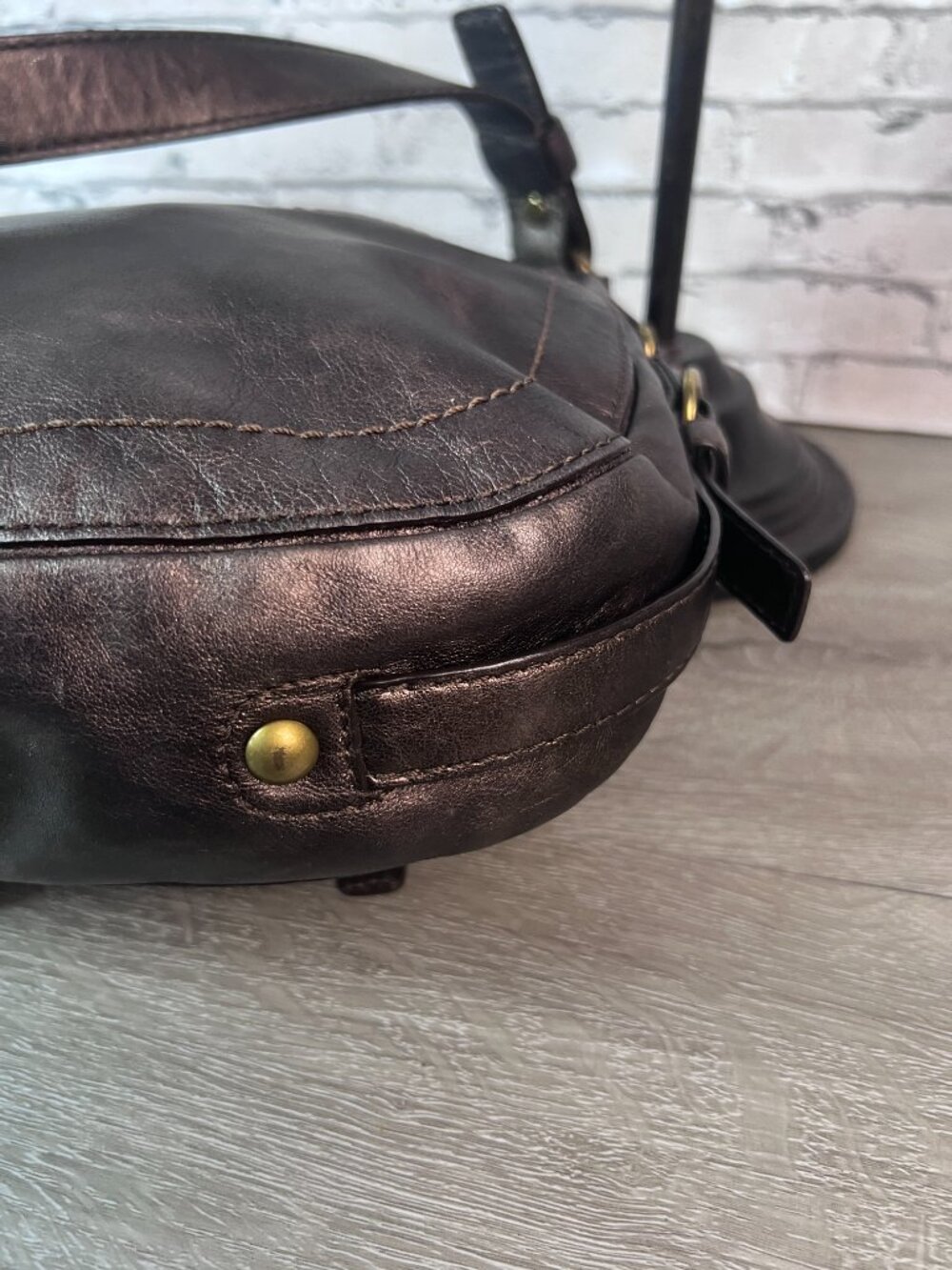 Coach Legacy Garcia Hobo Metallic Bronze Shoulder Bag Buckle Flap Purple - Picture 4 of 7